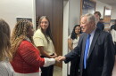 U.S. Senator Dick Durbin (on right) shakes hands with students at Illinois Wesleyan University.