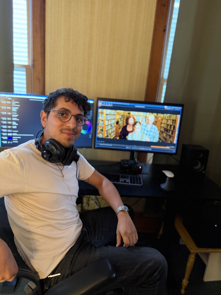 Sergio Rico works on the latest edit of "Video Visions"