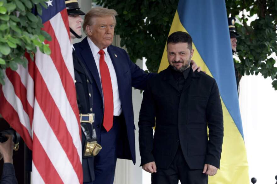 President Trump greets Ukrainian President Volodymyr Zelensky at the White House on August 18, 2025 in Washington, DC. (Alex Wong/Getty Images)
