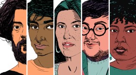 April is National Poetry Month. From left to right, poets: Kaveh Akbar, Fatimah Asghar, Ada Limon, Hieu Minh Nguyen and Ashley M. Jones.