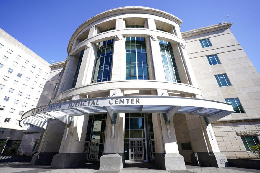 A general view of the Pennsylvania Judicial Center, home to the Commonwealth Court, is seen Friday, Nov. 6, 2020, in Harrisburg, Pa. (AP Photo/Julio Cortez)