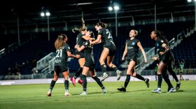 South Florida's only professional women's soccer team, Fort Lauderdale United FC, players celebrate after a game. (Courtesy of Fort Lauderdale United FC)