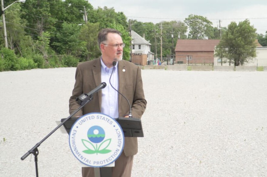 EPA Region 5 Administrator Kurt Thiede at the former Colonial Bakery brownfield site in Indianapolis where clean up is underway