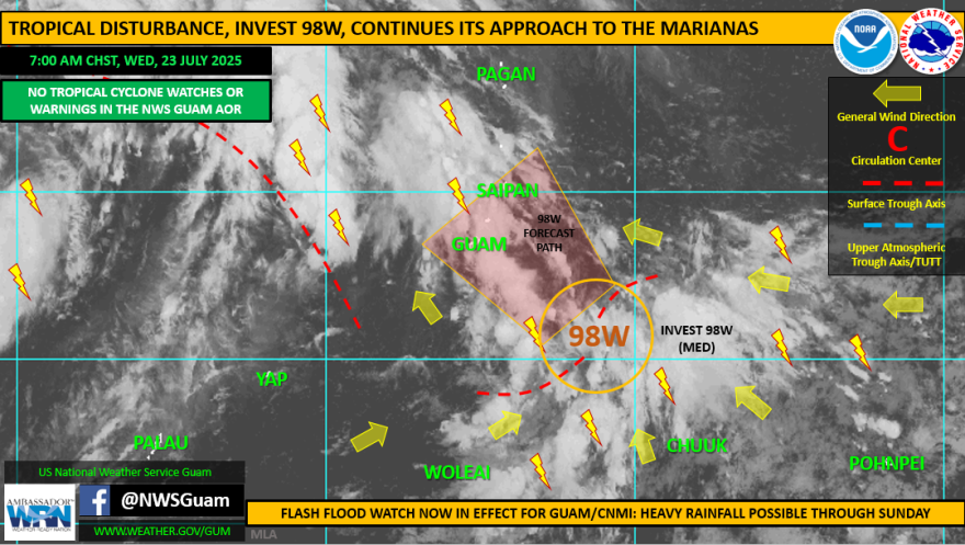 Invest 98W continues approach to Marianas