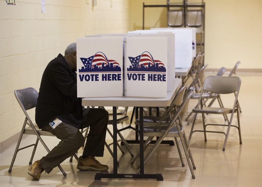 Voters fill out their ballots at Central Baptist Church on Washington Avenue on March 7, 2017.