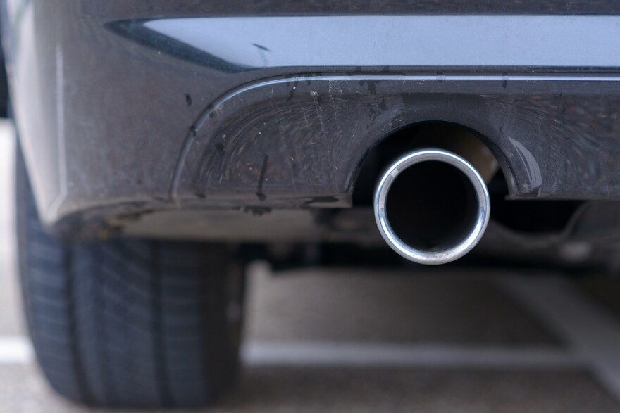 Close-up of a car exhaust tailpipe