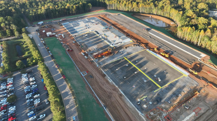 The site of a new manufacturing facility under construction in Hickory. 