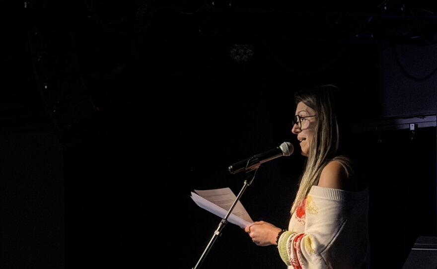 Jessica Richards speaks at Long Story Short on Sept. 10, 2026 in Portsmouth, NH.