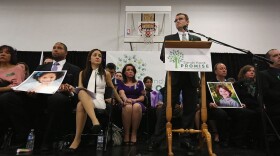 Eleven families of Sandy Hook massacre victims came to the event one month after the shooting to give their support to Sandy Hook Promise, a new non-profit with the goal of preventing such tragedies in the future. (John Moore/Getty Images)
