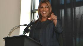 N.Y. Attorney General Letitia James speaks at a fundraiser for the Oswego County Democratic Party in Oswego June 16.