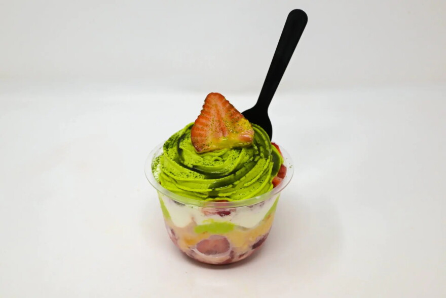 The matcha parfait is described as "Tokyo dessert culture meets Texas-sized indulgence."