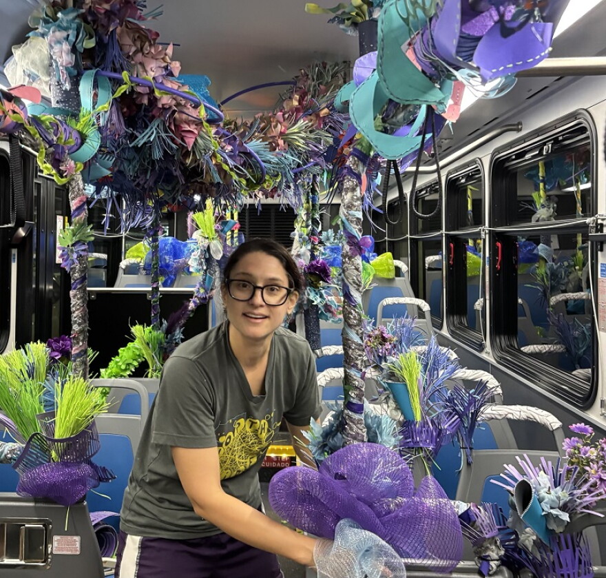 Artist Emily Moores says this installation art is like immersive sculpture. She created a celebration theme.