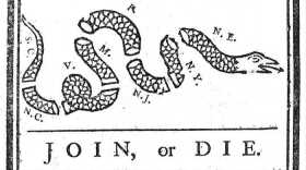 1754 - First "political cartoon" Pennsylvania Gazette (highlighted story below)