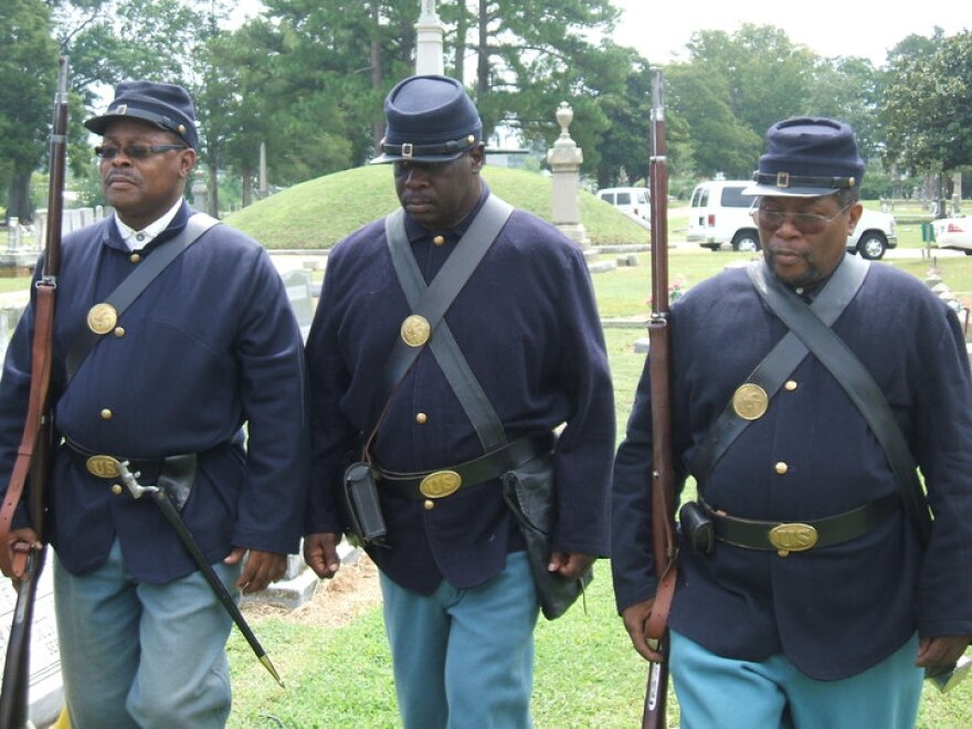 37th US Colored Troops re-enactors participated in Pvt. Frank Worthington's headstone ceremony, Civil war