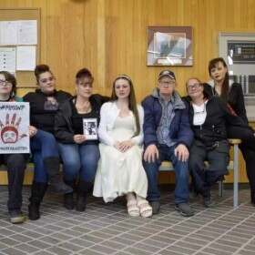 Tracy Day's family at the Dimond Courthouse after the court declared her legally dead on June 17, 2025.