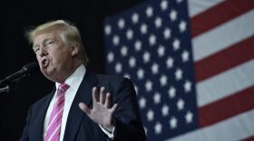 Republican presidential nominee Donald Trump speaks during a rally at Spooky Nook Sports center in Manheim, Penn. on Oct. 1, 2016. (Mandel Ngan/AFP/Getty Images)