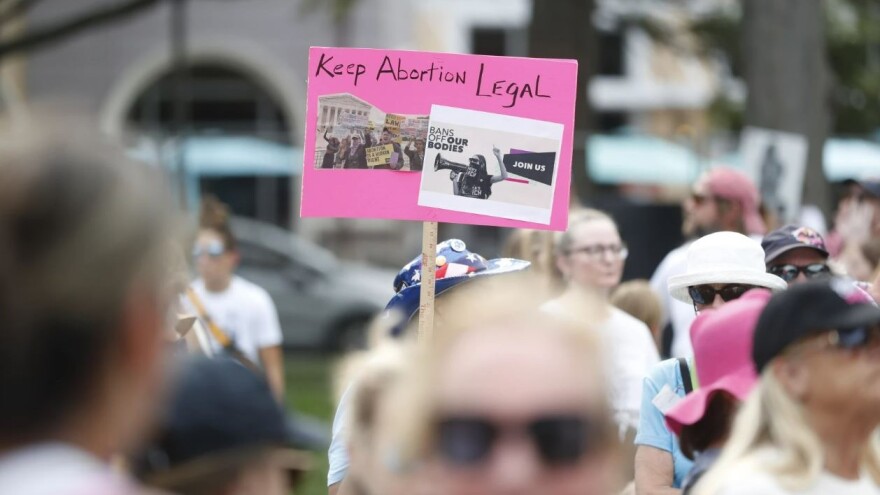 Hundreds gather for a rally at Straub Park in St. Petersburg after the U.S. Supreme Court overturned Roe v. Wade on June 24, 2022.