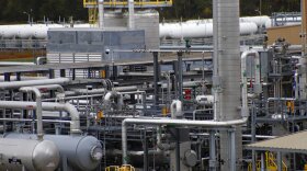 FILE - Tanks and pipes move product through the MarkWest Bluestone Gas Processing Plant in Evans City, Pa. in Oct. 17, 2019. Over the past month, two-thirds of American LNG exports went to Europe. The U.S. has pledged to help maintain Europe's energy supply by boosting exports of liquefied natural gas, or LNG, if Russia were to invade Ukraine and reduce its gas shipments to the European Union. (AP Photo/Keith Srakocic, File)