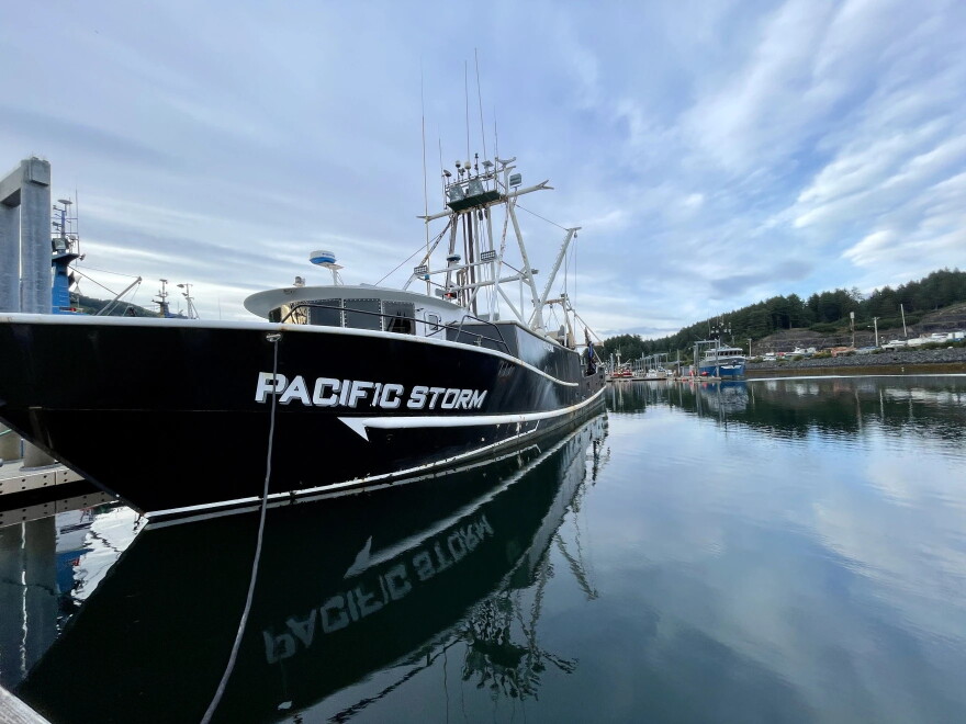 The Pacific Storm, a 104-foot trawler homeported in Kodiak, fishes pollock in the Gulf of Alaska. It also tenders for salmon during the summer.