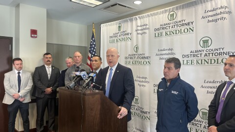 Albany County District Attorney Lee Kindlon at a press conference Monday.