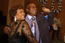 Calypso star, Slinger Francisco, otherwise known as 'The Mighty Sparrow,' right, celebrates his 70th birthday dancing calypso with Caribbean community leader Jean Alexander at a reception in his honor in the Brooklyn borough of New York, July 29, 2005.