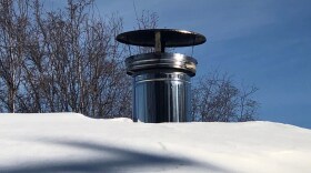 Wood stove pipe on a Fairbanks area home.