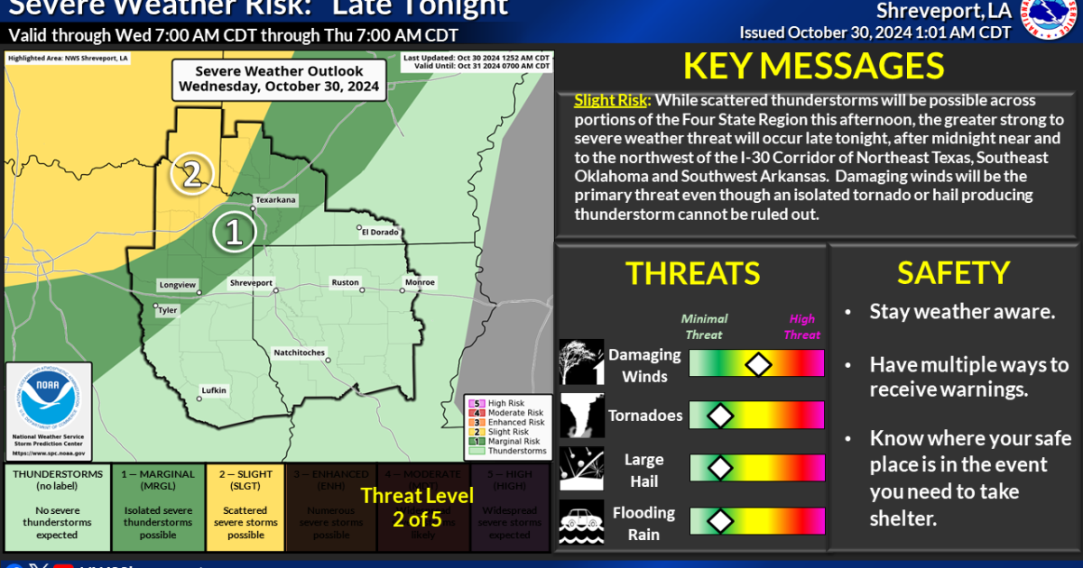 Severe thunderstorms possible late tonight through early Thursday morning