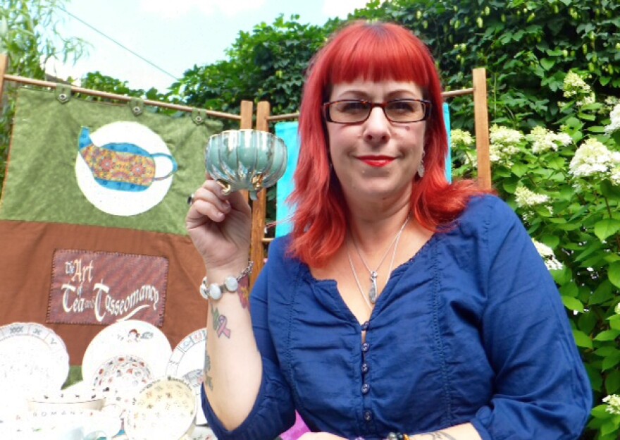 Tasseomancer Amy Taylor hosts readings at festivals, parties and other events out of her little "traveling tea room" in Hamilton, Ontario.