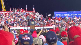 President Donald Trump speaks at a rally in Gastonia on Wednesday night.