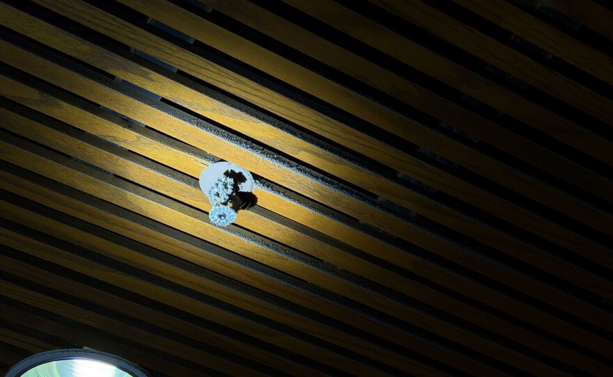 Build up is visible on the outdated sprinkler system in the Franklin County Municipal Court building.