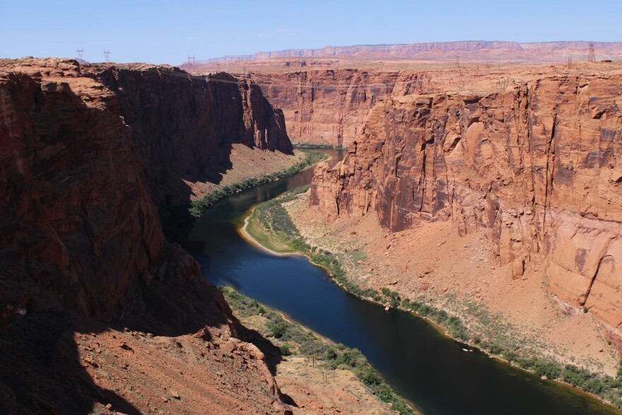 The Colorado River flows near Page, Ariz., on May 14, 2026.