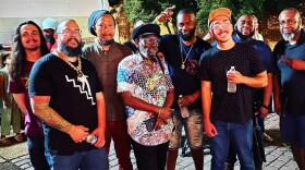 Lions Bridge poses with Johnny Osbourne, center, at the 2023 Supernova Ska Festival.