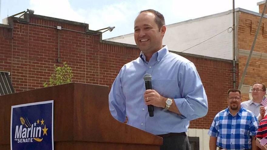 Congressman Marlin Stutzman announces his Senate bid Saturday in Roanoke, Indiana.