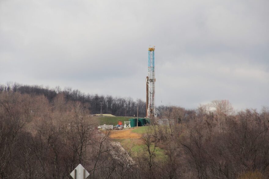 A natural gas drilling rig in Greene County, Pa. in 2016.