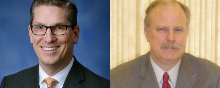 L: Michigan Rep. Mark Huizenga; R: Democrat Keith Courtade