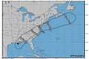 The forecasted arrival times of tropical storm force winds. All times are Central time.