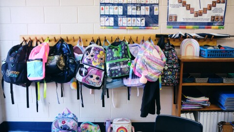 File photo of backpacks hanging at Aycock Elementary in Vance County.