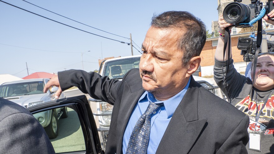 Former Marion Police Chief Gideon Cody leaves court Oct. 7, 2024, in Marion after a hearing in his criminal case.
