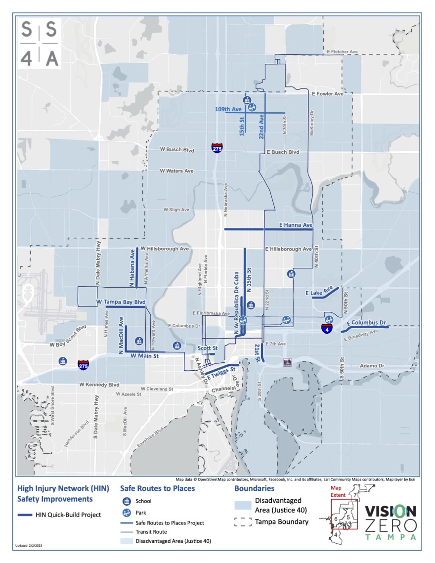A map shows the the areas that will be addressed through the grant funds.
