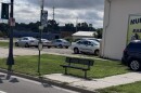 Bus stop with a bench.