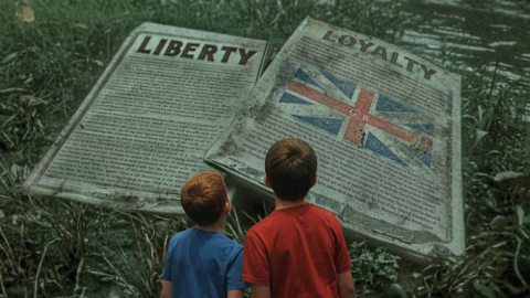 Young men choose which side they would have fought on at the Carolina Rising Museum in