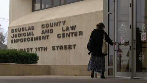 Arguments took place in Douglas County District Court, seen here before a hearing on a challenge to a different law in November.