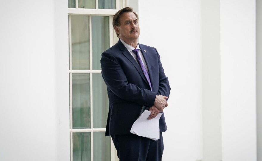 Trump ally Mike Lindell waits outside the West Wing of the White House on Jan. 15, five days before the inauguration of President Joe Biden.