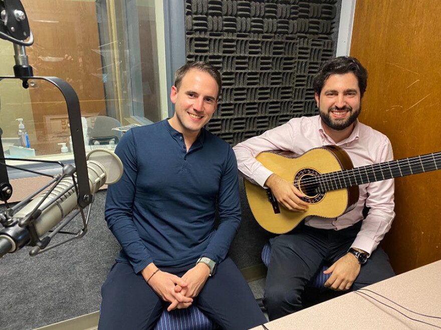 From left: François López-Ferrer, assistant conductor for the Cincinnati Symphony Orchestra, and Rafael Aguirre, a guitarist based in Madrid who made his American orchestral debut with The Billings Symphony