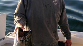 Dale Wilkinson with his salmon.