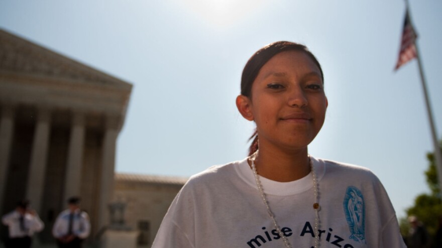 Rosa Cabezas traveled from Mesa, Ariz., to demonstrate against the law she says unfairly targeted her father.