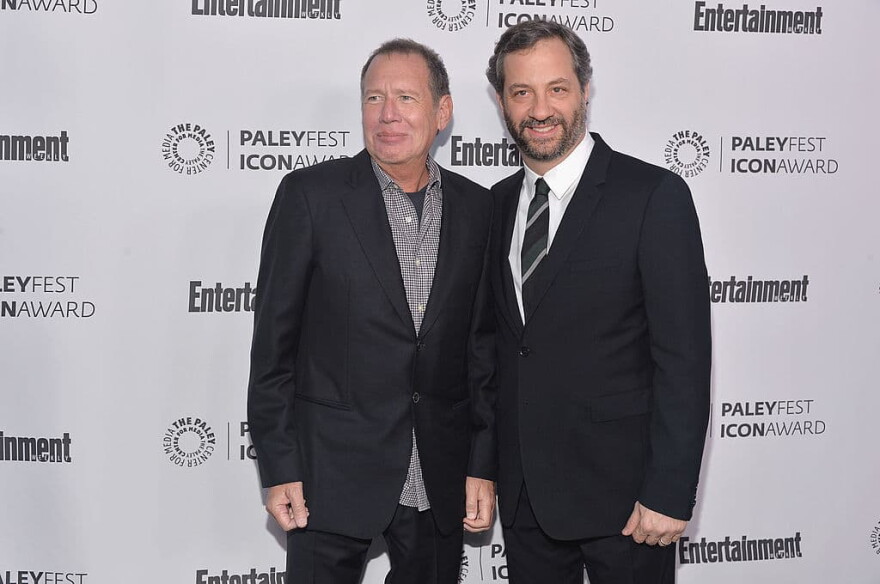 Gary Shandling and Judd Apatow attend The Paley Center For Media's 2014 PaleyFest Icon Award announcement on March 10, 2014. (Alberto E. Rodriguez/Getty Images)
