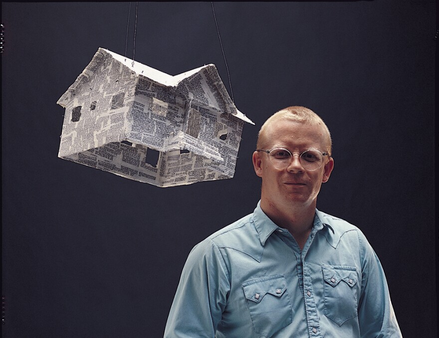 Ken Little and his work "Block", taken in 1985.