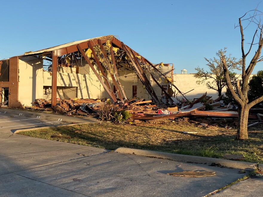 Among the buildings damaged: the Iglesia Cristiana Emanuel - Dios Con Nosotros on Walnut Hill Lane and Betty Jane Lane in Dallas.