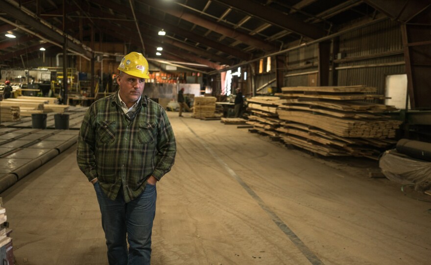 Plant Manager Todd Johnson walks through the mill at Pyramid Mountain Lumber Company